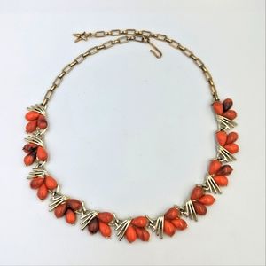 Beautiful Vintage Star Brand Gold Tone Faux Coral Choker Necklace Hook Clasp